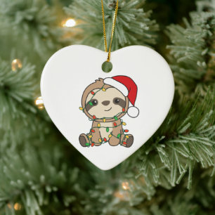Décoration En Céramique Sloth Christmas Winter Animaux Slots