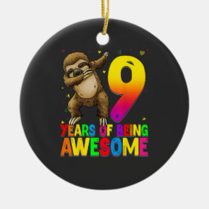 Décoration En Céramique Sloth Fête d'anniversaire de 9 ans Dabbing 9e Anni