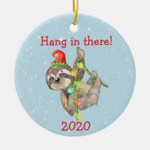 Décoration En Céramique Sloth Hang in There Christmas Pandemic 2020