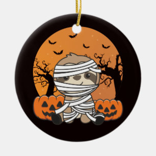 Décoration En Céramique Sloth Mummy Citrouille Sloths Happy Halloween céra