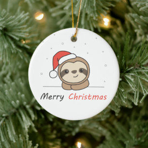 Décoration En Céramique Sloth Noël Neige Hiver Animaux Fentes