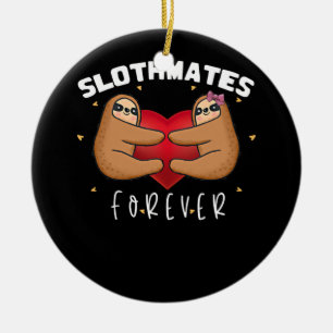 Décoration En Céramique Sloth Valentines Day Heart Girl Couples Sloths
