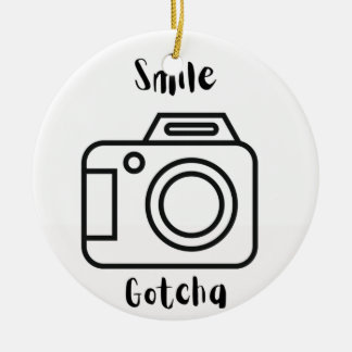 Décoration En Céramique Smile Gotcha avec une caméra sur une