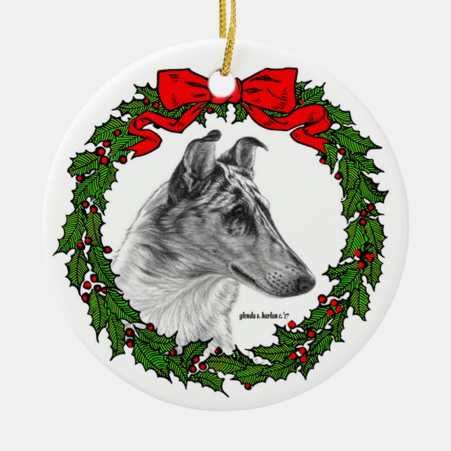 Décoration En Céramique Smooth Collie Art par Glenda S. Harlan (Devant)