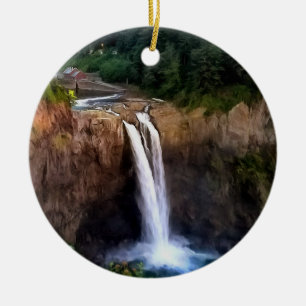 Décoration En Céramique Snoqualmie Falls Round Ceramic Christmas Orament