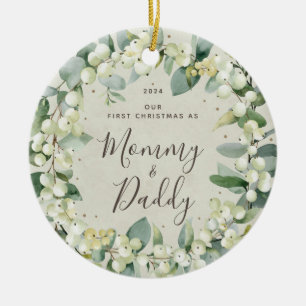 Décoration En Céramique Snowberries Premier Noël en tant que parents Photo