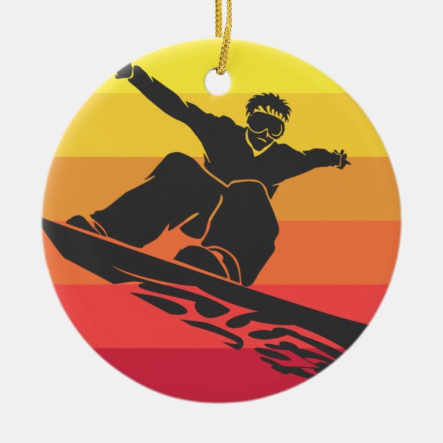 Décoration En Céramique Snowboard Jump Retro (Devant)