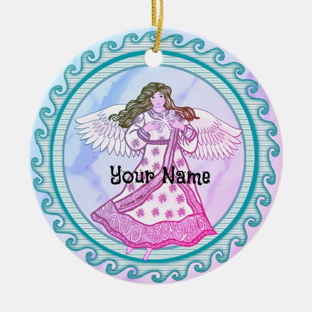 Décoration En Céramique Snowflake ange chrétien (Devant)