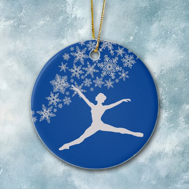 Décoration En Céramique Snowflake Dancer Bleu Personnalisé Noël (Créateur téléchargé)