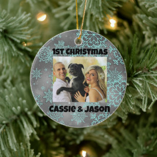 Décoration En Céramique Snowflake Photo personnalisée 1er Noël