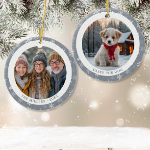 Décoration En Céramique Snowflakes gris vintage Famille Noël 2 Photos