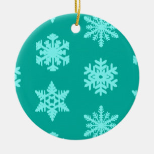 Décoration En Céramique Snowflakes Ikat - Turquoise et aqua