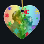 Décoration En Céramique Snowflakes Photo Coeur en arc-en-ciel LGBTQ de Noë<br><div class="desc">L'ornement de vacances LGBTQ de Rainbow Heart. Ajoutez votre message personnalisé à l'arrière.</div>