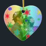 Décoration En Céramique Snowflakes Photo Coeur en arc-en-ciel LGBTQ de Noë<br><div class="desc">L'ornement de vacances LGBTQ de Rainbow Heart. Ajoutez votre message personnalisé à l'arrière.</div>