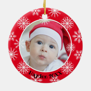 Décoration En Céramique Snowflakes Single Photo Personalized Christmas