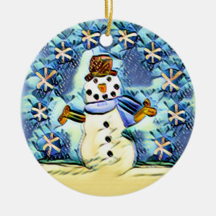 Décoration En Céramique Snowie Snowman
