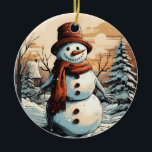 Décoration En Céramique Snowman<br><div class="desc">Ornement en céramique de Noël Snowman Apportez beaucoup plus de joie de vacances à votre arbre avec un ornement en céramique personnalisée. Ajoutez vos photos préférées,  images et messages personnels sur les 2 faces de l'ornement. Un brin de fil doré permet d'afficher ce magnifique souvenir facilement.</div>