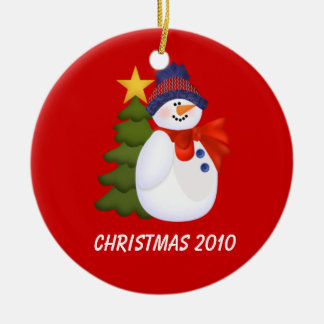 Décoration En Céramique Snowman et sapin de Noël personnalisables