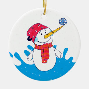 Décoration En Céramique Snowman mignon avec Snowflake Kids