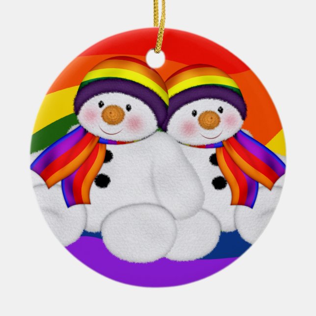 Décoration En Céramique Snowman Pride (2 côtés, ajouter son propre texte) (Devant)