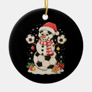 Décoration En Céramique Snowman Soccer Noël Fête hiver Noël Sport