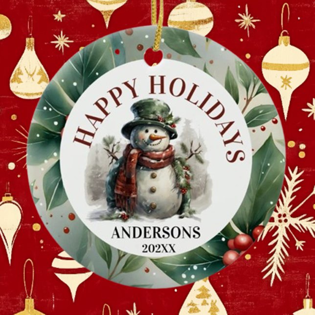 Décoration En Céramique Snowman voeux de Noël (Celebrate the season with Brett's Snowman Holiday Ornament, a heartfelt keepsake )