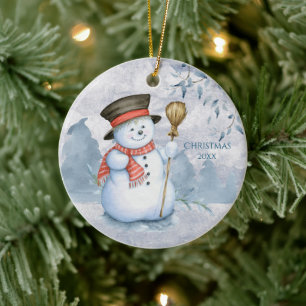 Décoration En Céramique Snowman Winter Personnaliser Année Garder un saké 