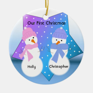 Décoration En Céramique Snowmen Twins Premier Noël