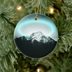 Décoration En Céramique Snowy mountain mysterious blue neon light