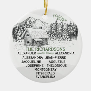 Décoration En Céramique Snowy Mountain Winter Log Cabine X11