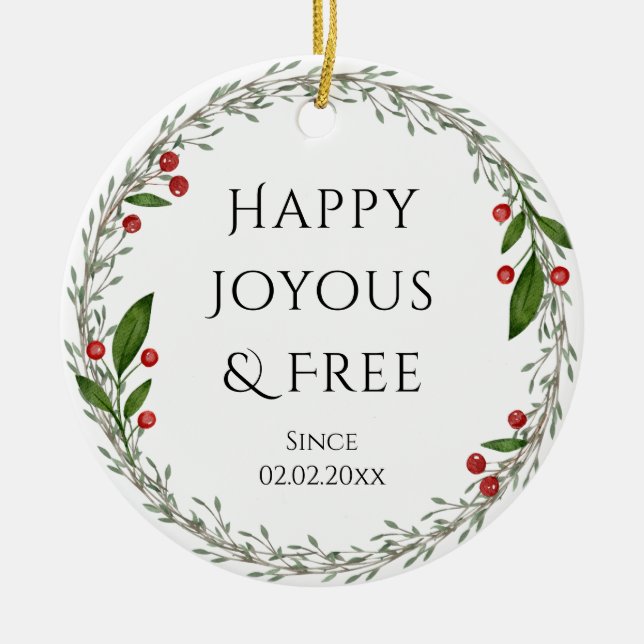 Décoration En Céramique Sobriété personnalisable Date Noël classique (Devant)