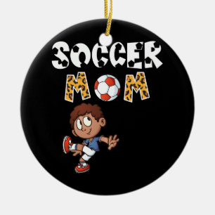 Décoration En Céramique Soccer Maman Leopard mignon Garçon Jouer Soccer