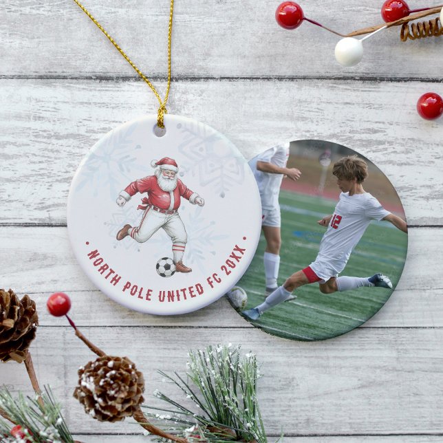 Décoration En Céramique Soccer Santa Personalized Photo (Créateur téléchargé)