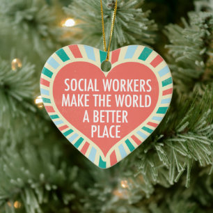Décoration En Céramique Social Work Inspirational Quote Heart Christmas
