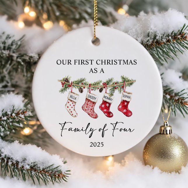 Décoration En Céramique Socks Christmas as a Family of Four (Créateur téléchargé)