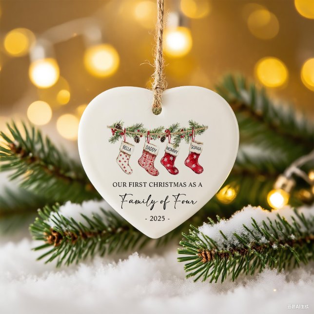 Décoration En Céramique Socks Christmas as a Family of Four (Créateur téléchargé)