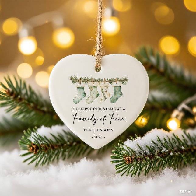 Décoration En Céramique Socks Christmas as a Family of Four (Créateur téléchargé)