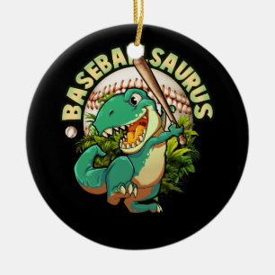 Décoration En Céramique Softball Baseball Jouer Dinosaurus Sport Batter