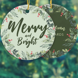 Décoration En Céramique Soirée de Noël sur le thème du feuillage botanique