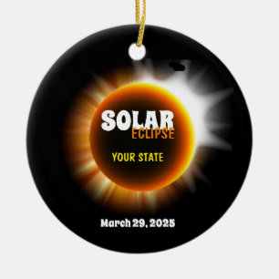 Décoration En Céramique Solar Eclipse 3/29/2025 Texte personnalisé