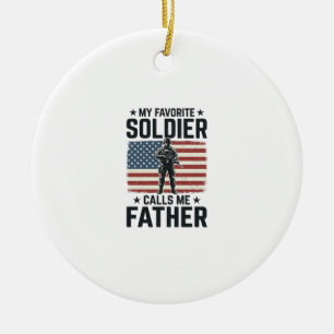 Décoration En Céramique Soldat Patriotique Père Chemise Vintage Vector Des