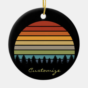 Décoration En Céramique Soleil rayé multicolore avec arbres Thunder_Cove