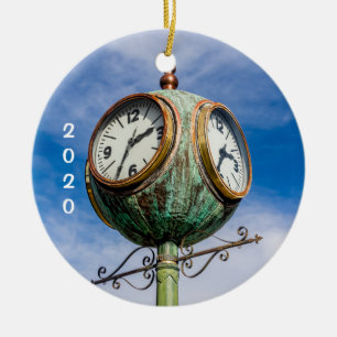 Décoration En Céramique Solvang, horloge de rue et pompe à vent