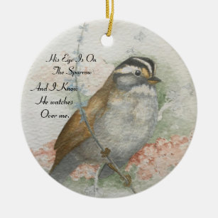 Décoration En Céramique Song Sparrow Il Regarde Sur Moi Citation De La Bib