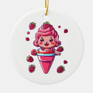 Décoration En Céramique Sorbet de framboise Kawaii