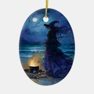 Décoration En Céramique Sorcière au bord de la mer Lune