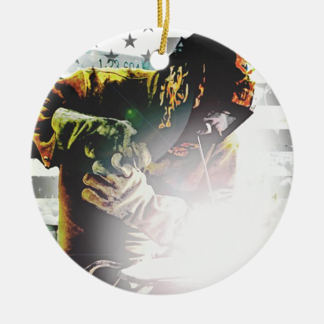 Décoration En Céramique Soudeuse de drapeau américain (Devant)