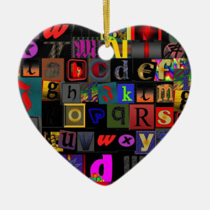 Décoration En Céramique Soupe Alphabet, lettres mosaïque design, colorfu a