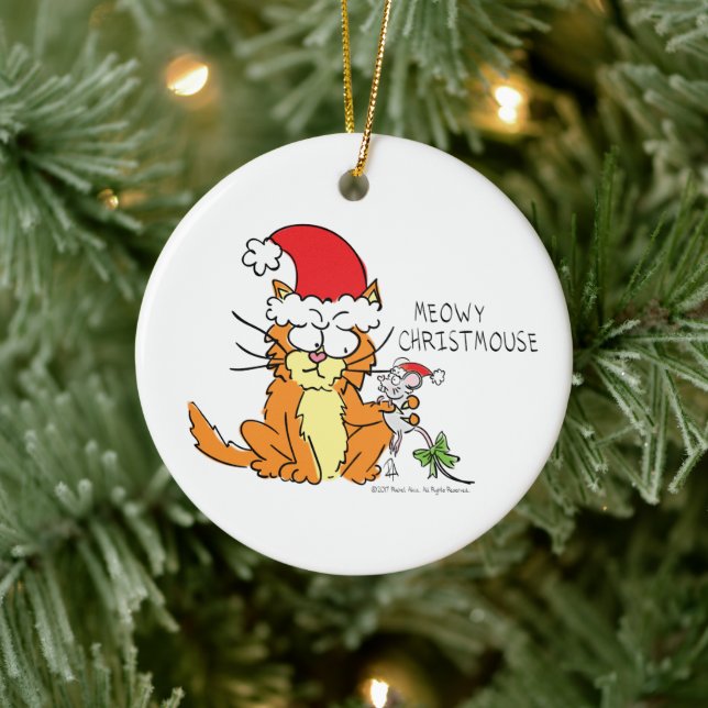 Décoration En Céramique Souris de chat Noël Drôle Cartoon mignonne (Arbre)