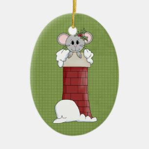 Décoration En Céramique Souris de Noël en céramique